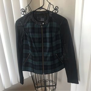 NWT Faux Leather Plaid Moto Jacket